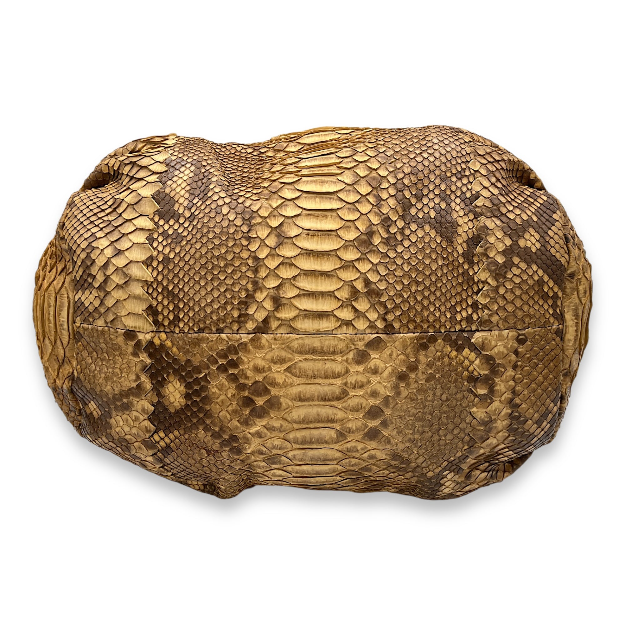 Duette Brown Shoulder Bag in Python Leather, Brushed Gold hardware - Image 6