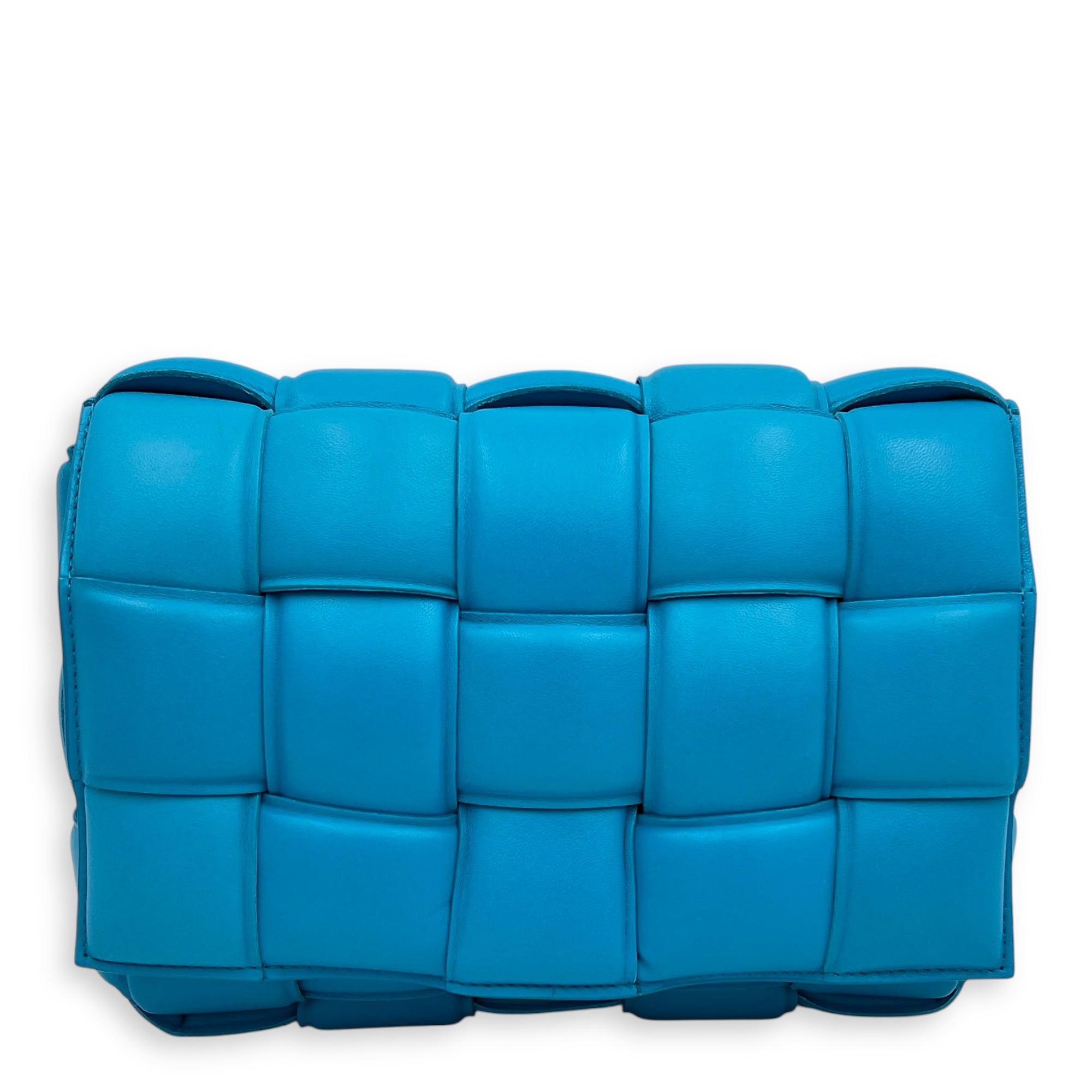 Padded Cassette Shoulder Bag Blue in Lambskin, Gold hardware