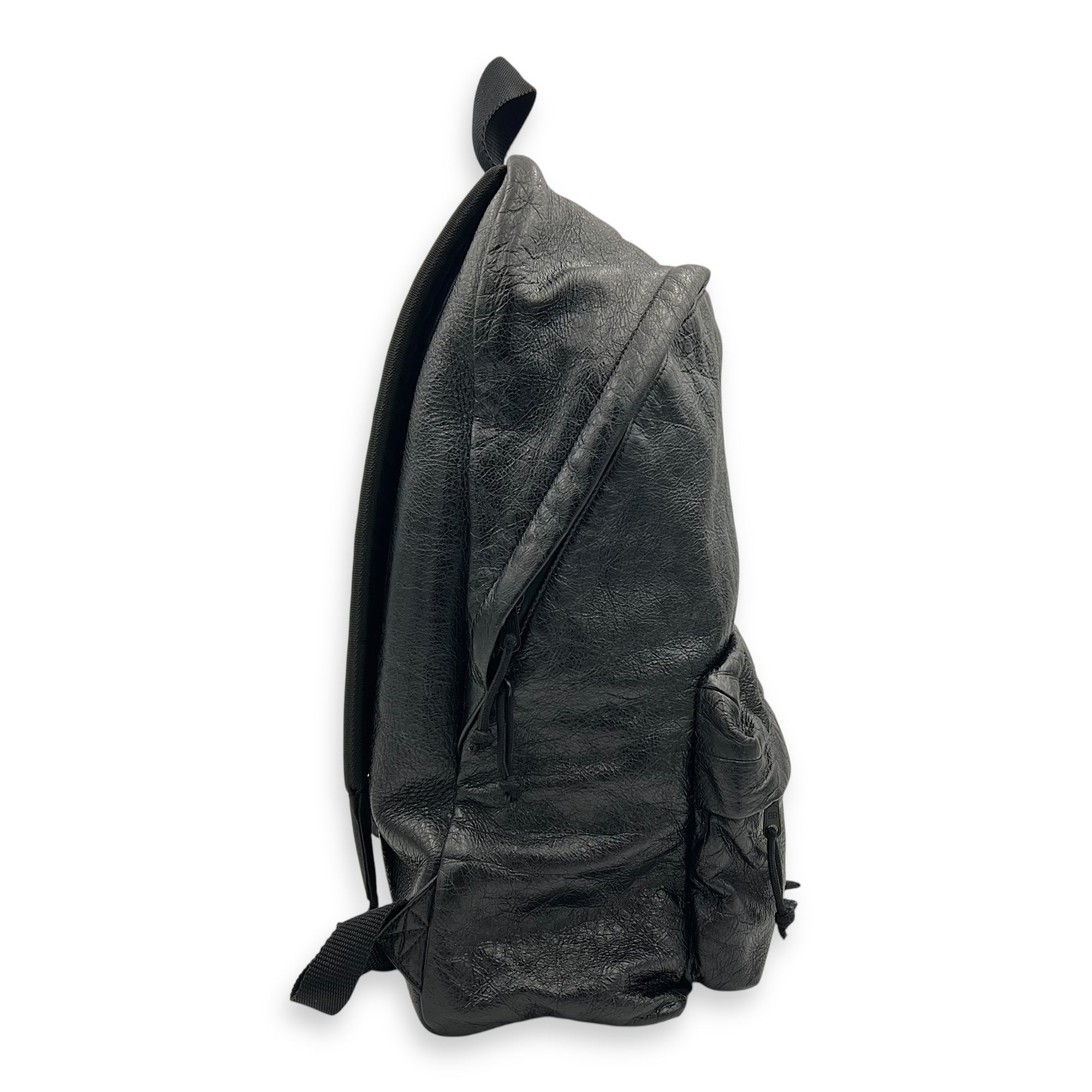 Logo Black Backpack in Distressed Leather, Silver hardware - Image 5