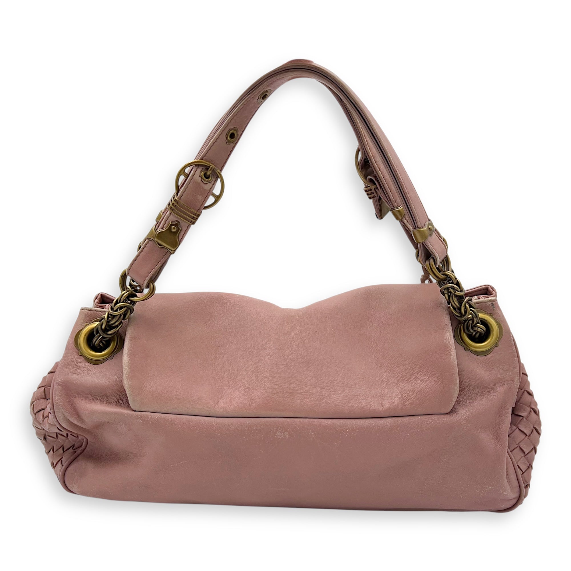 Vintage Flap Shoulder Bag Pink in Calfskin, Gold hardware - Image 3