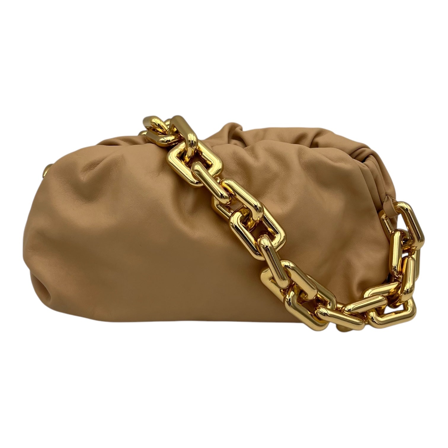 Chain Pouch Shoulder Bag Beige in Lambskin, Gold hardware - Image 11