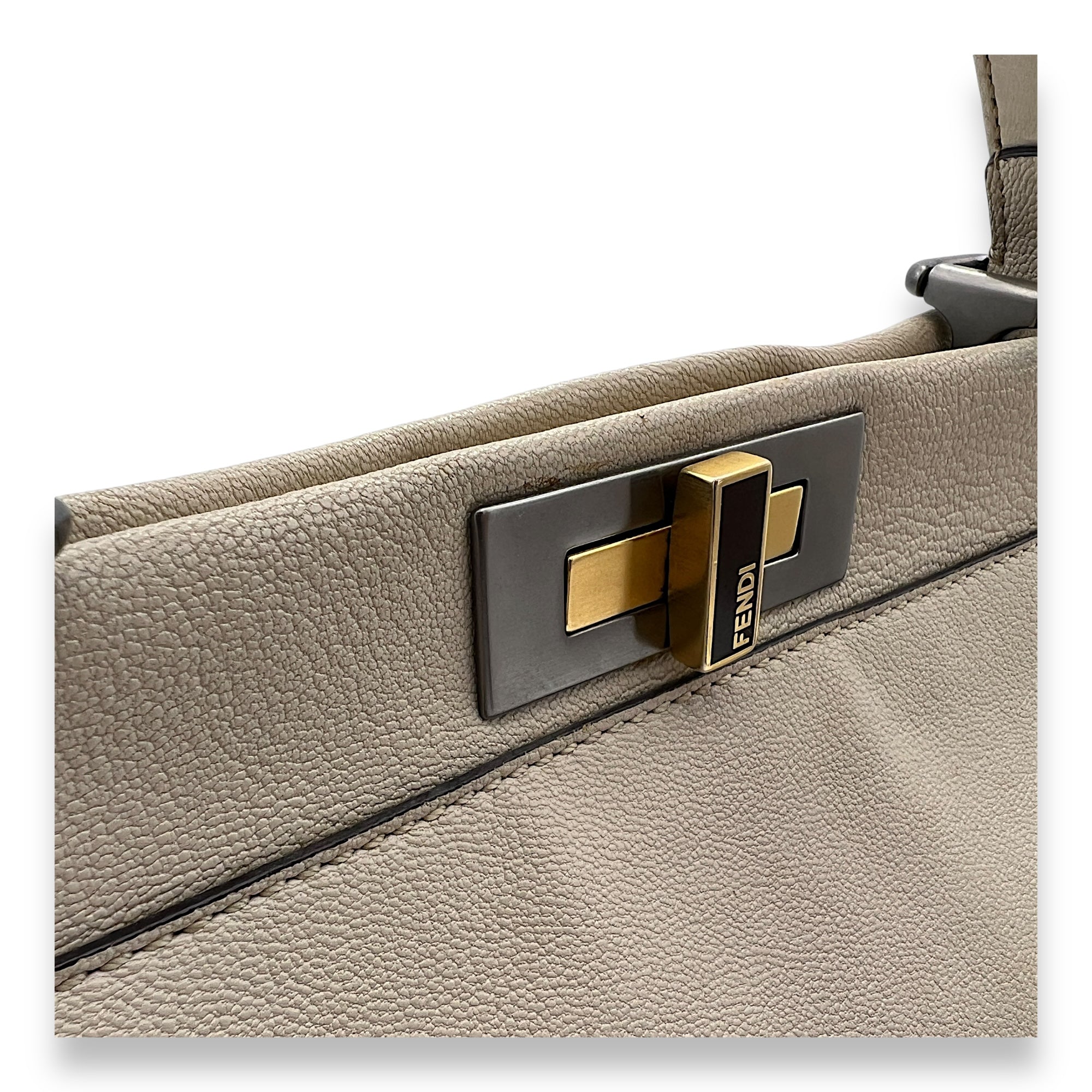 Peekaboo Medium Top handle bag in Calfskin, Silver Hardware - Image 8