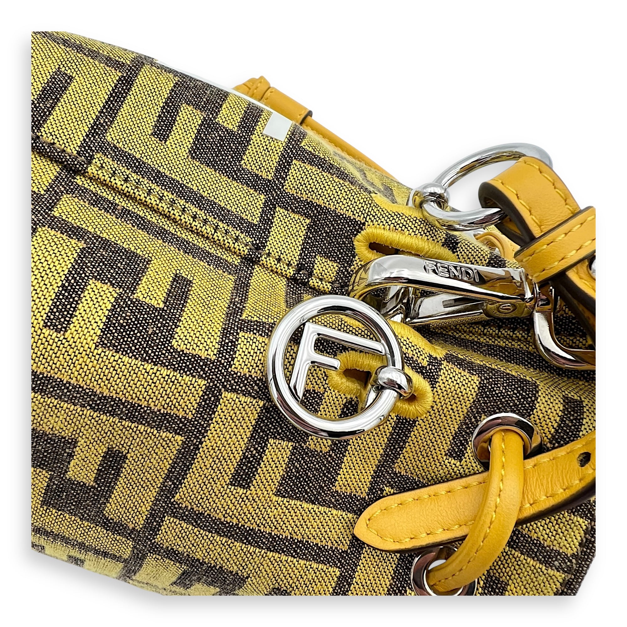 Mon Tresor Bucket Bag Yellow in Canvas, Silver hardware - Image 8