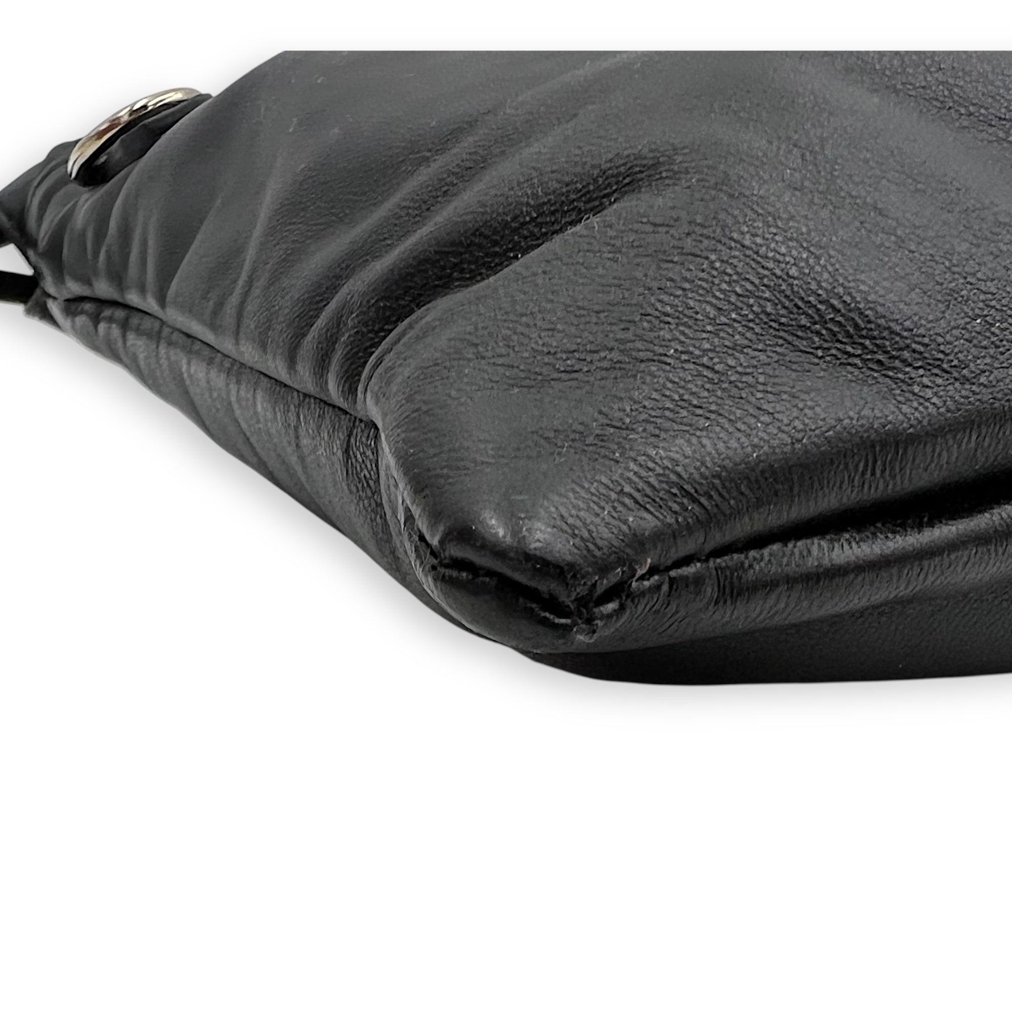 Logo Black Crossbody Bag in Calfskin, Silver hardware - Image 12