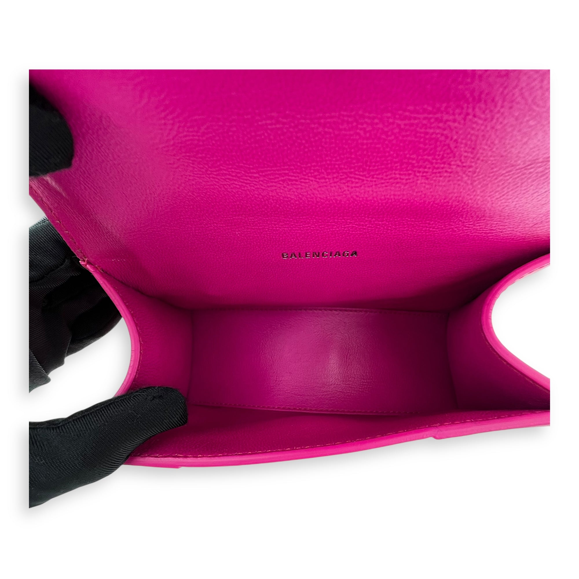 Hourglass XS Top handle bag in Calfskin, Silver Hardware - Image 7