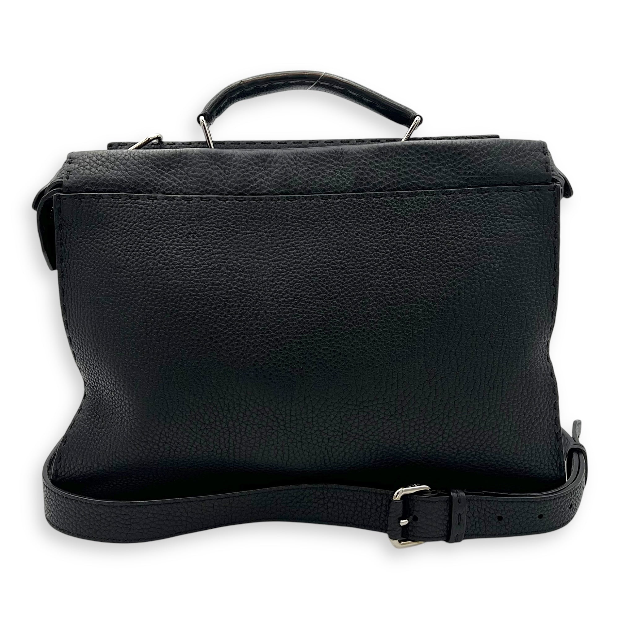 Peekaboo Top Handle Bag Black in Calfskin, Silver hardware - Image 13