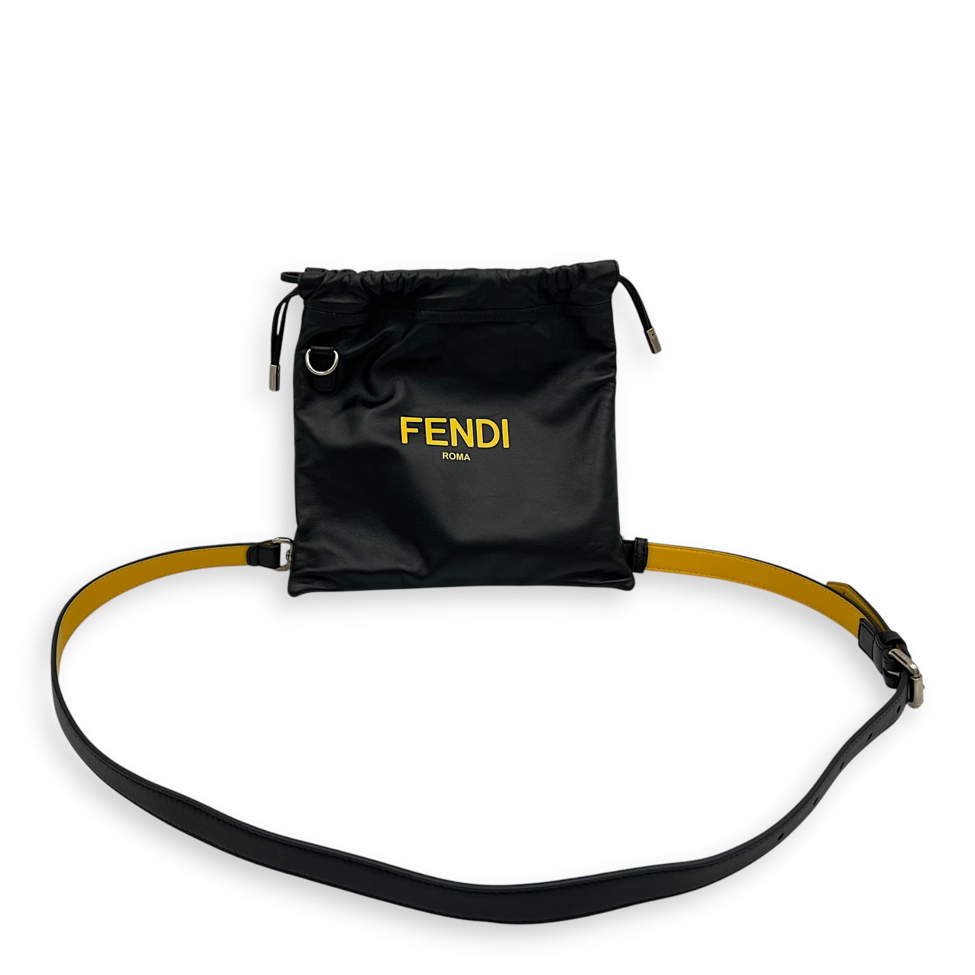 Logo Black Crossbody Bag in Calfskin, Silver hardware - Image 14