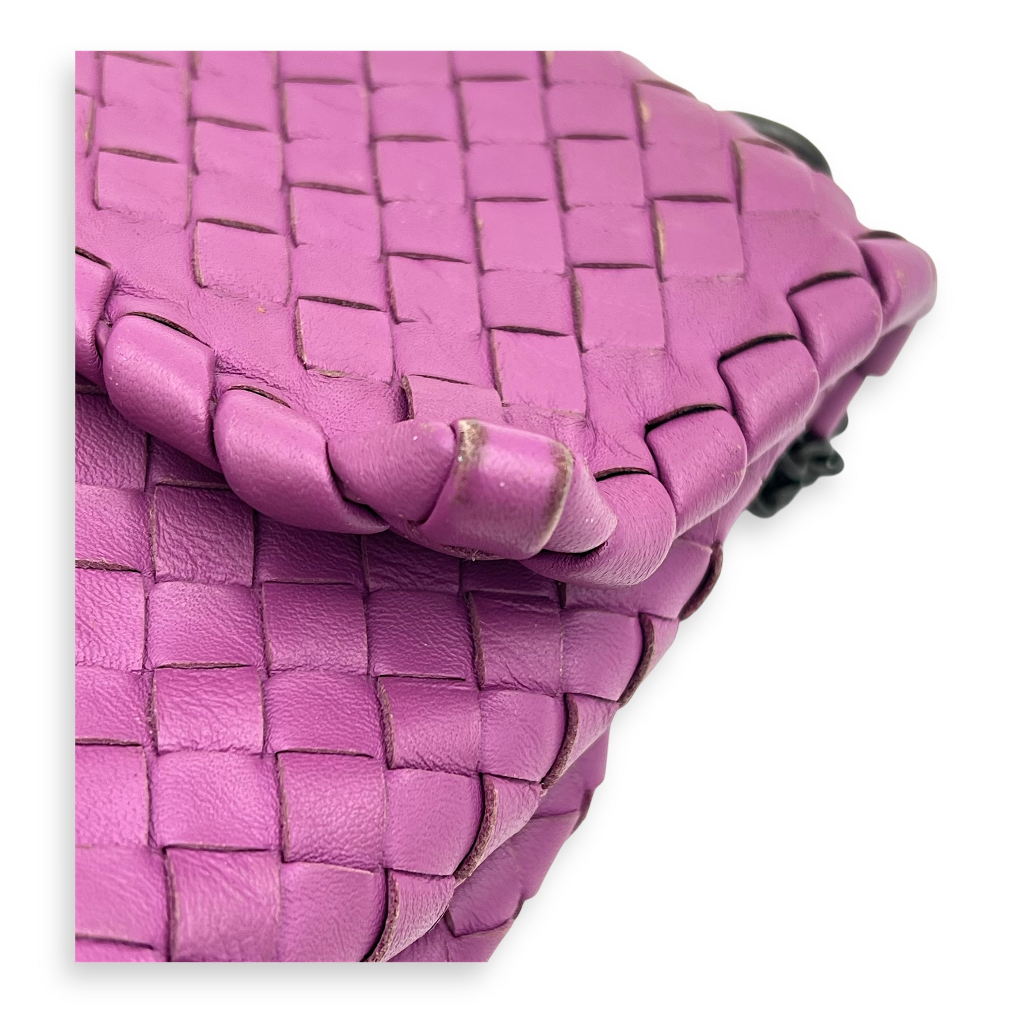 Intrecciato Shoulder Bag Purple in Lambskin, Ruthenium hardware - Image 14