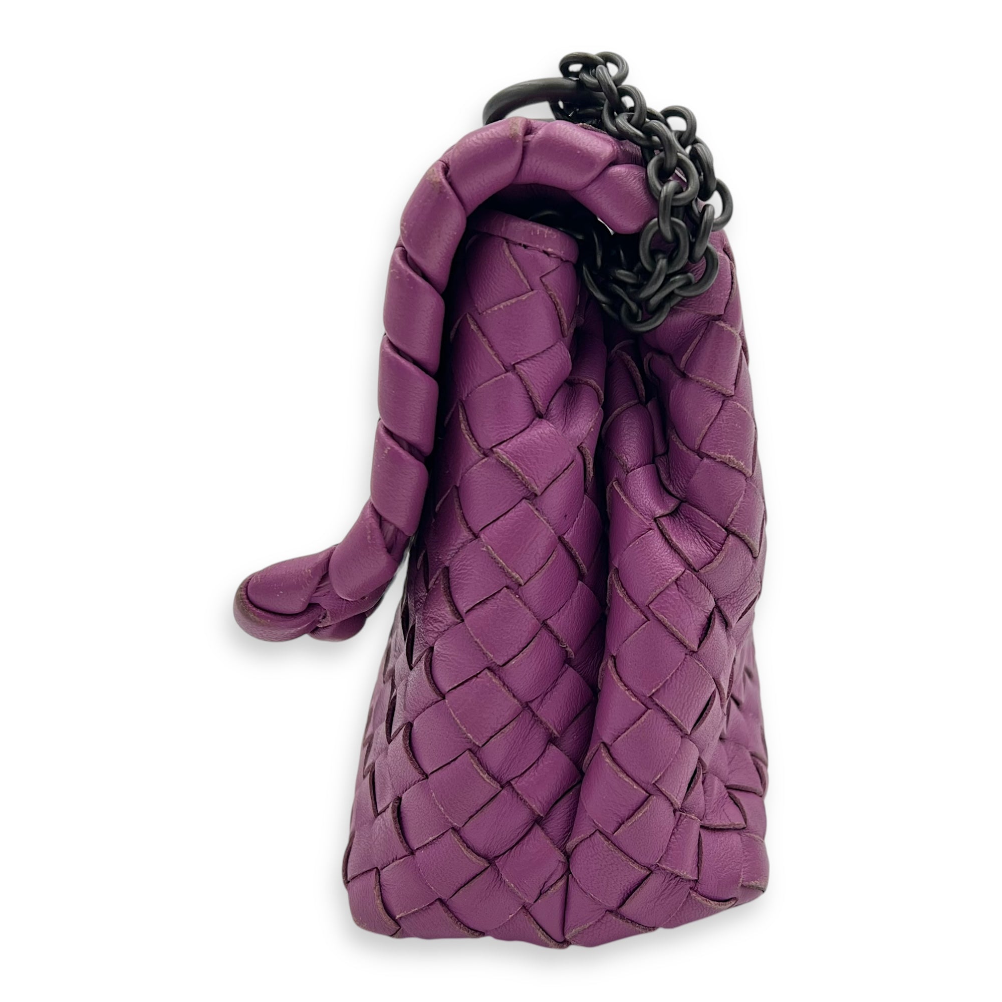 Intrecciato Shoulder Bag Purple in Lambskin, Ruthenium hardware - Image 5